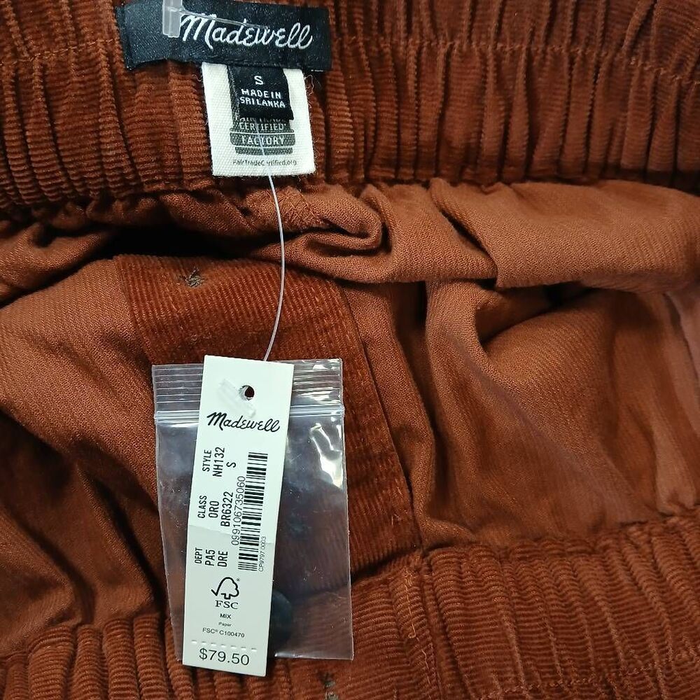 Madewell Womens Small corduroy mini skirt rust brown copper flare full - Picture 7 of 8
